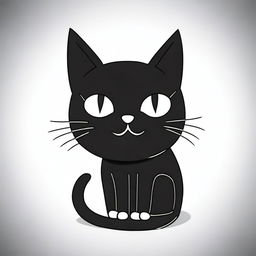 A monochromatic image of a simple black cat, illustrated in an old black and white cartoon style, exuding charm and whimsy.