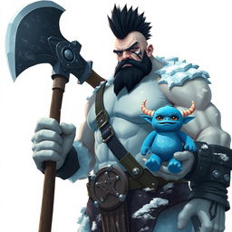 A very tall and well-shaped ice Goliath Berserker, radiating an attractive and formidable presence