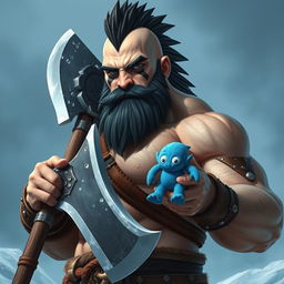 A very tall and well-shaped ice Goliath Berserker, radiating an attractive and imposing presence