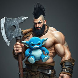 A very tall and well-shaped ice Goliath Berserker, exuding an attractive yet fierce presence