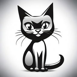 A simple black cat, illustrated in a vintage black and white cartoon style, set against a blank background.