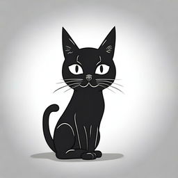 A simple black cat, illustrated in a vintage black and white cartoon style, set against a blank background.