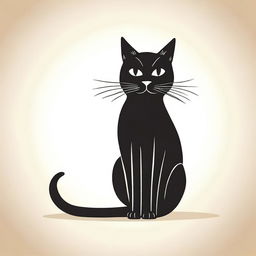 A simple black cat, illustrated in a vintage black and white cartoon style, set against a blank background.