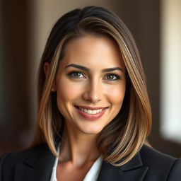 A stunning portrait of a 34-year-old Argentine woman with light skin and soft, elegant facial features