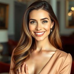 A stunning 34-year-old Argentine woman with light skin and soft facial features