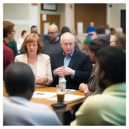 Photograph of people engaged in a lively discussion