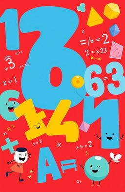 A vibrant and playful illustration of mathematics and algebra, featuring whimsical representations of algebraic equations and symbols