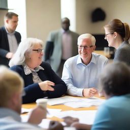 Photograph of people engaged in a lively discussion