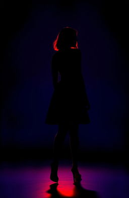 A striking image showcasing a girl silhouette turning back while walking in a dark environment