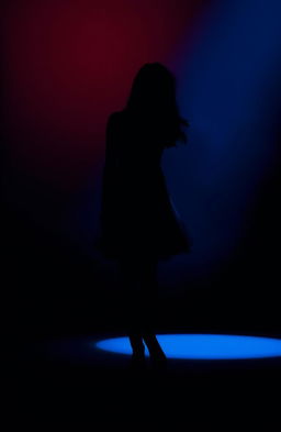 A striking image showcasing a girl silhouette turning back while walking in a dark environment