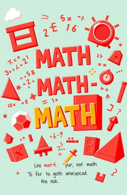 A vibrant and playful illustration of mathematics concepts, featuring red color schemes throughout