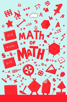 A vibrant and playful illustration of mathematics concepts, featuring red color schemes throughout