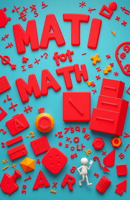 A vibrant and playful illustration of mathematics concepts, featuring red color schemes throughout