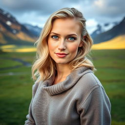 A woman in her early to mid-30s, naturally beautiful with minimal makeup