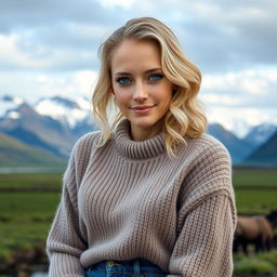 A woman in her early to mid-30s, naturally beautiful with minimal makeup