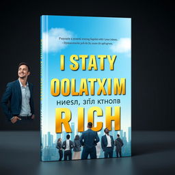 A captivating book cover design for a motivational book titled 'А стать богатым может каждый' (Anyone Can Become Rich)