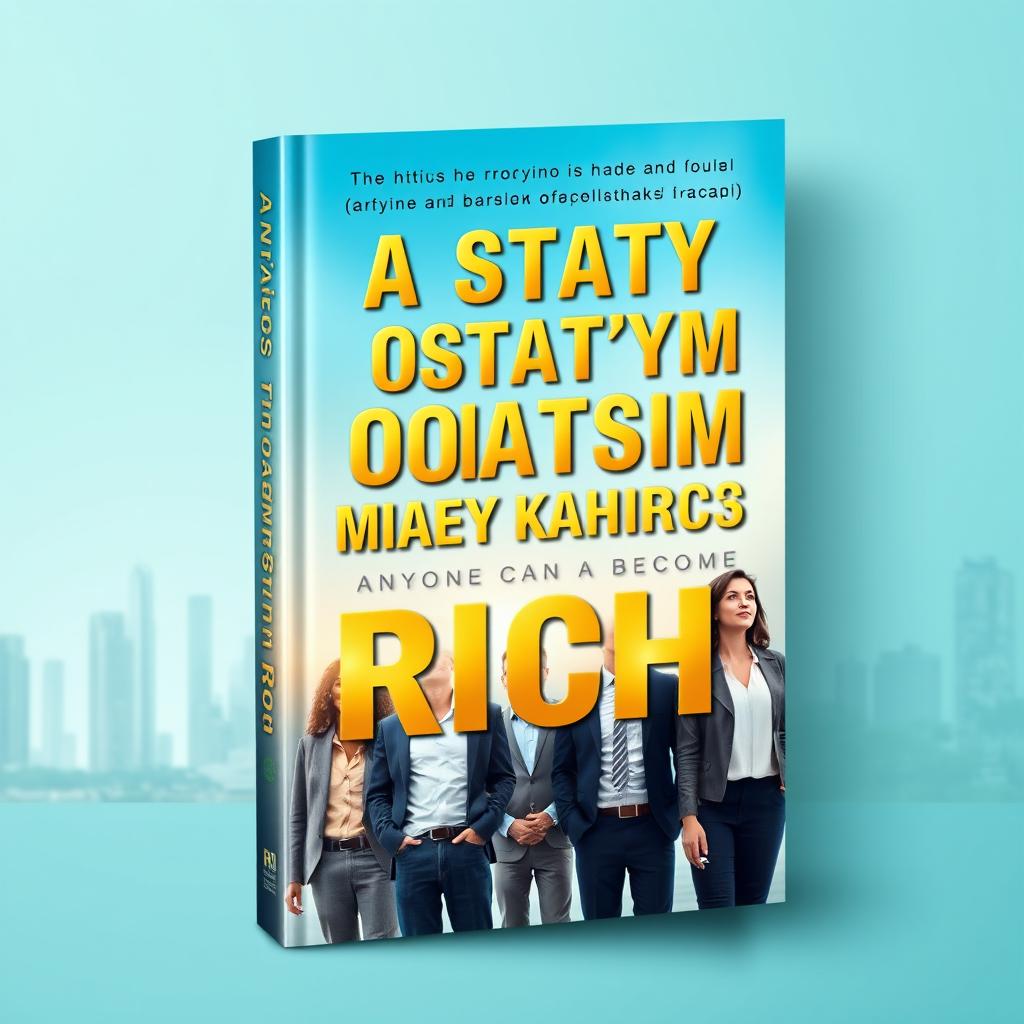 A captivating book cover design for a motivational book titled 'А стать богатым может каждый' (Anyone Can Become Rich)