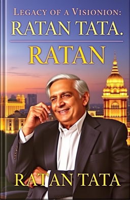 A captivating book cover featuring Ratan Tata, the prominent Indian industrialist, depicted in a thoughtful pose