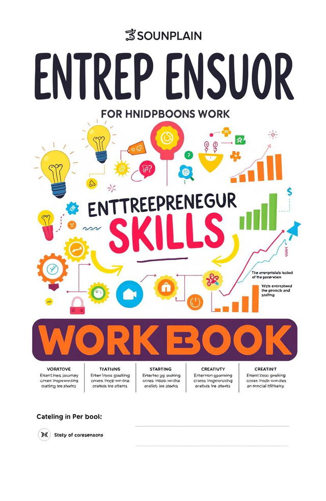 A visually engaging workbook cover design for an entrepreneurial skills lesson plan aimed at Grade 11 students