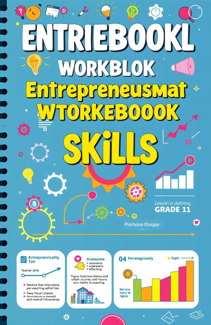 A visually engaging workbook cover design for an entrepreneurial skills lesson plan aimed at Grade 11 students