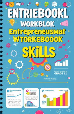 A visually engaging workbook cover design for an entrepreneurial skills lesson plan aimed at Grade 11 students