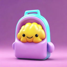 A cute 3D backpack design featuring an illuminated brain icon as the logo.