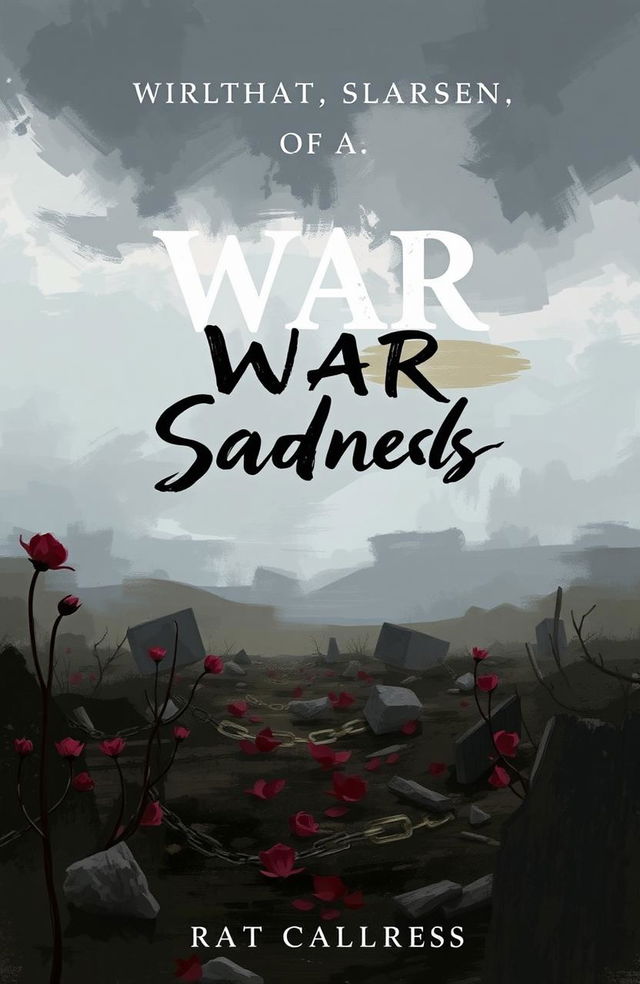 A poignant and striking book cover for a poetry collection focused on themes of war and sadness