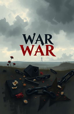 A poignant and striking book cover for a poetry collection focused on themes of war and sadness
