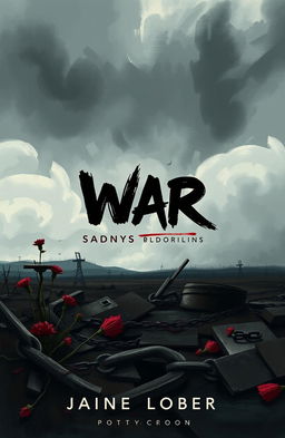A poignant and striking book cover for a poetry collection focused on themes of war and sadness