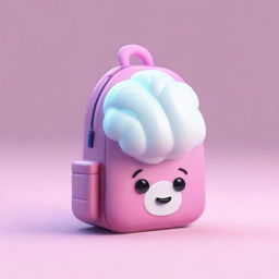 A cute 3D backpack design featuring an illuminated brain icon as the logo.