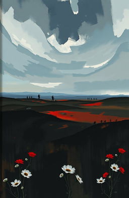 A poignant book cover depicting a war scene infused with deep sadness