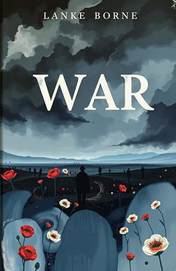 A poignant book cover depicting a war scene infused with deep sadness