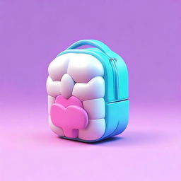 A cute 3D backpack design featuring an illuminated brain icon as the logo.