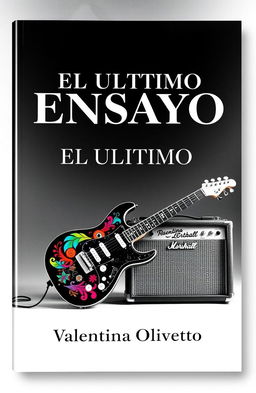 A black and white background featuring a vibrant electric guitar and its amplifier, creating a striking contrast