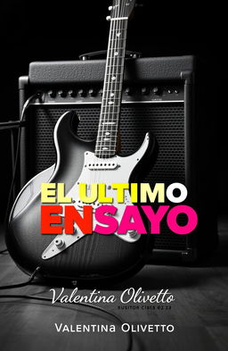 A striking image featuring a black and white background, with the only element in vibrant color being an electric guitar along with its amplifier