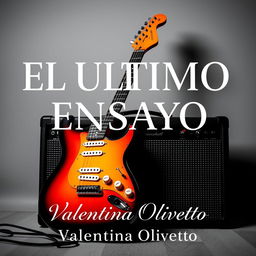 A captivating image featuring a black and white background, with the vibrant colors of an electric Stratocaster guitar in a striking orange and black gradient taking center stage alongside its amplifier