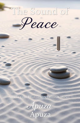 A beautiful Zen garden scene depicting raked sand patterns with smooth stones scattered throughout