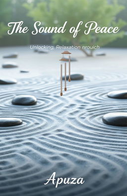 A beautiful Zen garden scene depicting raked sand patterns with smooth stones scattered throughout