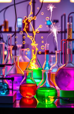 An abstract representation of electroanalytical techniques in chemistry, showcasing various colorful chemical reactions