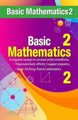 A beautiful cover design for a mathematics textbook titled 'Basic Mathematics 2'