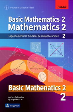 A beautiful cover design for a mathematics textbook titled 'Basic Mathematics 2'
