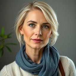 Портрет 35-летней женщины с овальным или слегка квадратным лицом, имеющим мягкие, но четкие черты