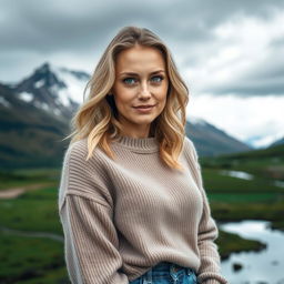 A woman in her early to mid-30s, naturally beautiful with minimal makeup