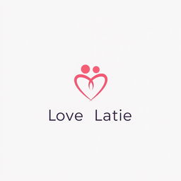 A minimalist logo design for a dating website, featuring a simple heart symbol intertwined with two abstract figures representing couples