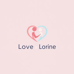 A minimalist logo design for a dating website, featuring a simple heart symbol intertwined with two abstract figures representing couples