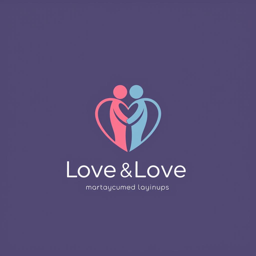 A minimalist logo design for a dating website, featuring a simple heart symbol intertwined with two abstract figures representing couples