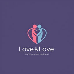 A minimalist logo design for a dating website, featuring a simple heart symbol intertwined with two abstract figures representing couples