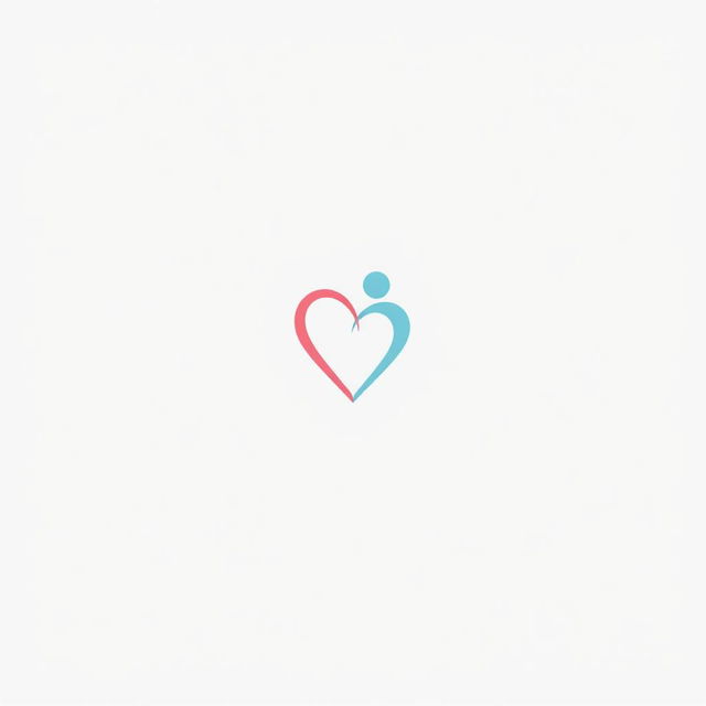 A minimalist logo design for a dating website, featuring a simple heart symbol intertwined with two abstract figures representing couples, all designed without any text