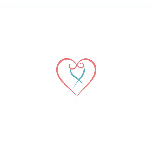 A minimalist logo design for a dating website, featuring an elegant heart shape intertwined with two simple abstract figures representing couples, designed without any text