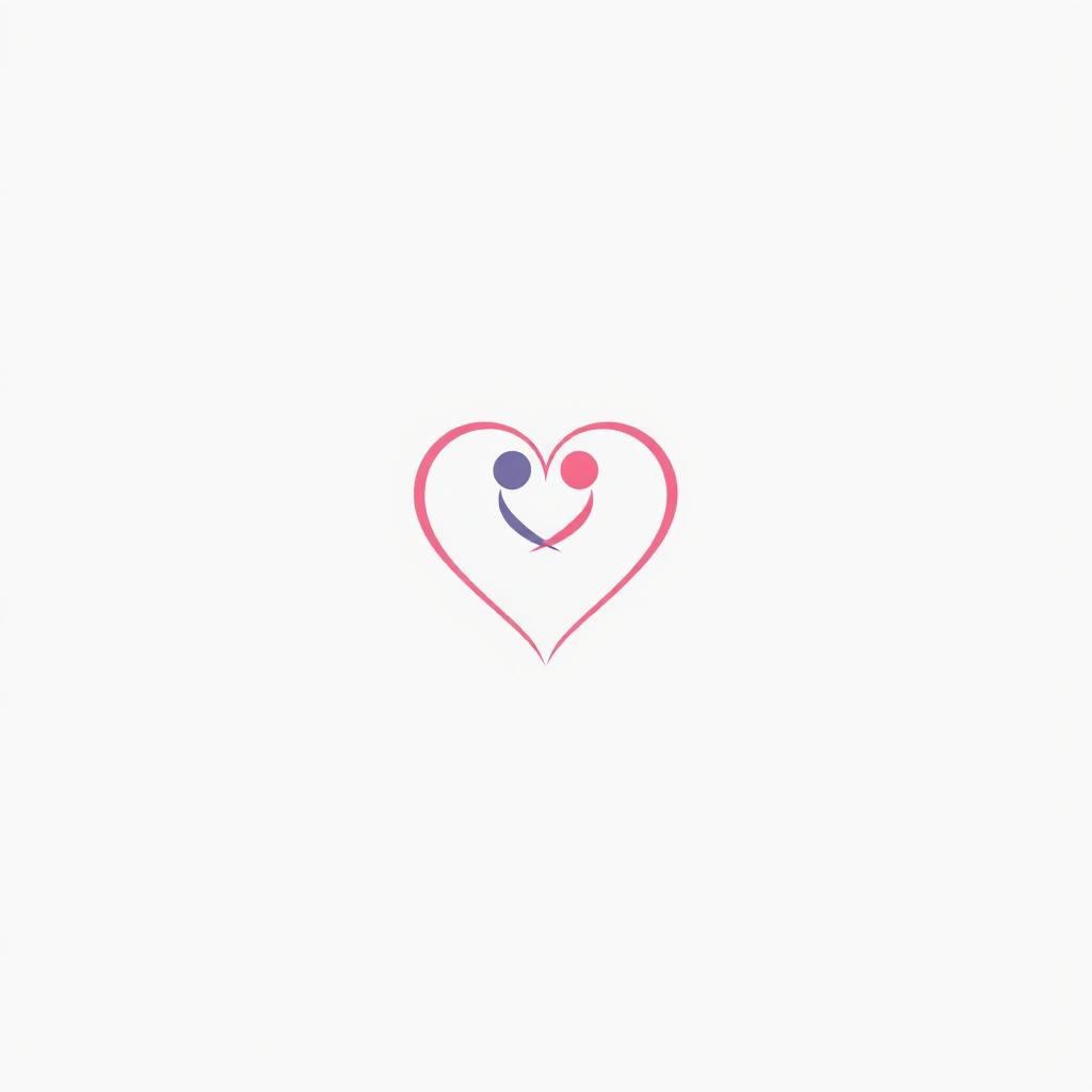 A minimalist logo design for a dating website, featuring an elegant heart shape intertwined with two simple abstract figures representing couples, designed without any text